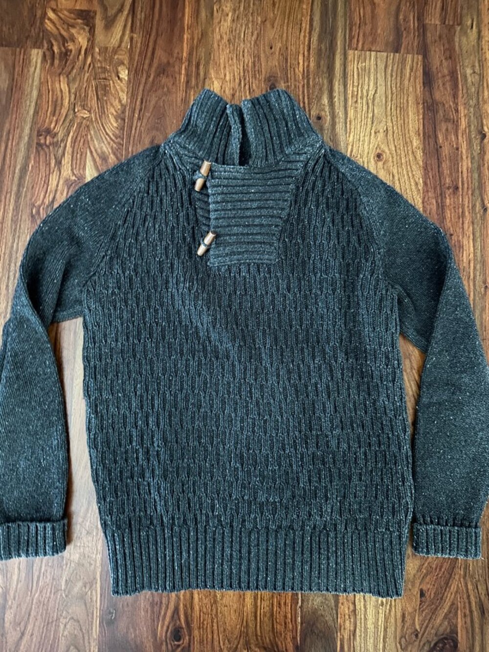 Vintage Banana Republic, Charcoal, Horn-Toggle Button Sweater, Men Size M